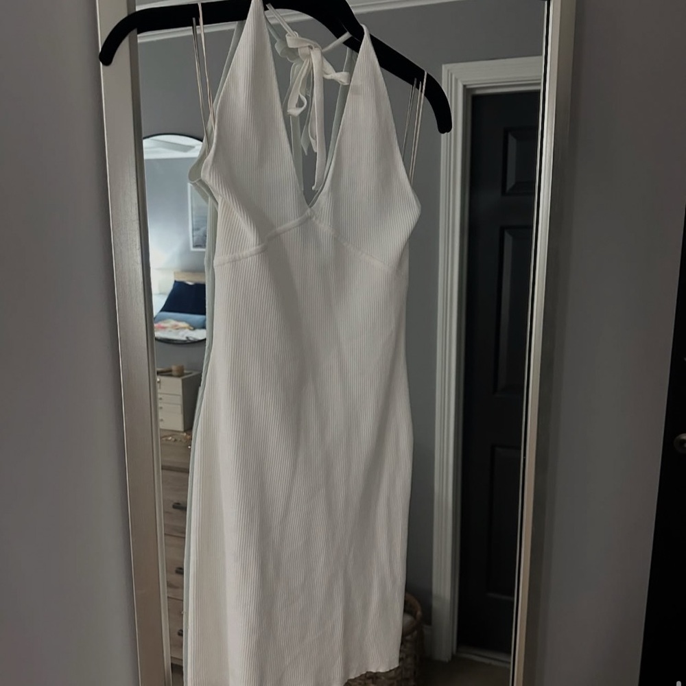 Elegant White Halter Dress